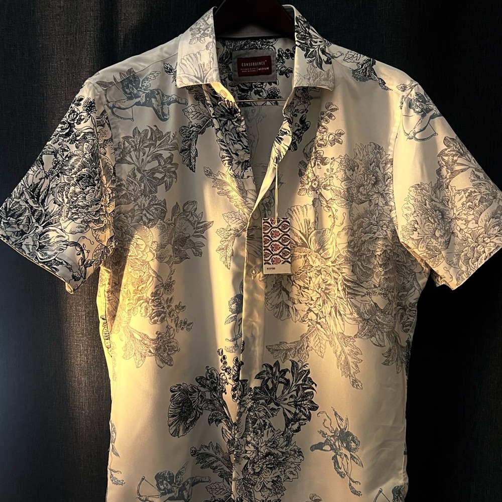 **Brand new ‘Consequence' medium button-up shirt with tag (MSRP $60)**